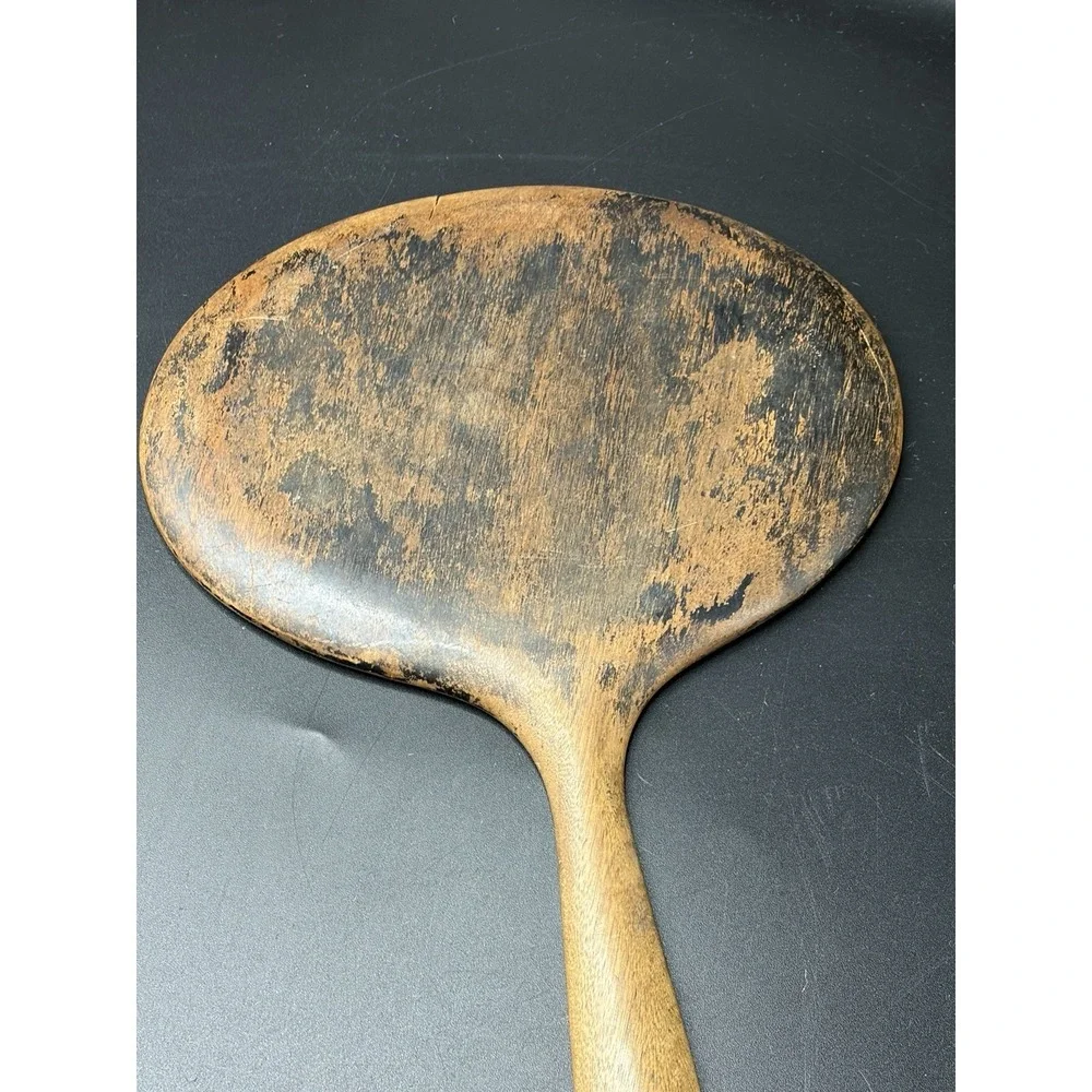 Vintage Hand Held Wooden Oval  Beveled Rustic Primitive Vanity Mirror